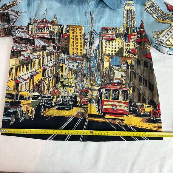 Artscapes Light Denim Jean Jacket San Francisco All-Over Print Size Small‎ EUC - Picture 9 of 11